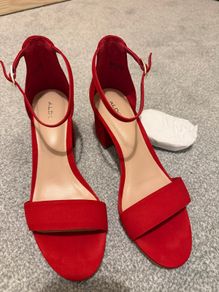 ALDO red suede thick heel