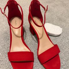 ALDO red suede thick heel