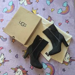 UK4.5, Brand-New Women's Ugg Athena Boots in Black Leather and Suede