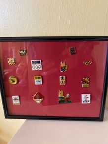 Framed International Olympic Pins (14)