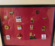 Framed International Olympic Pins (14)