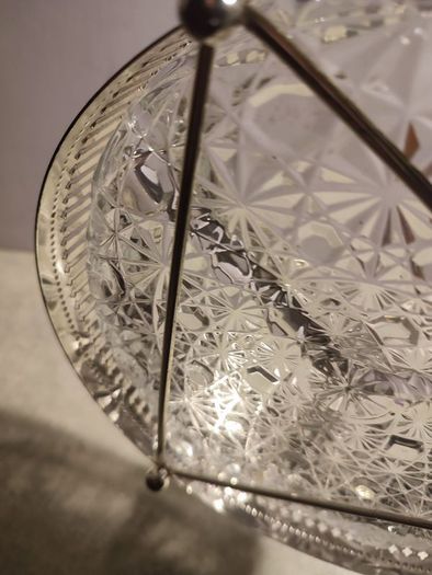 Rare find  Vintage Divided Dish 3 Sections - Daisy and Button Pattern - Made in France IN SILVER PLATED HOLDER
