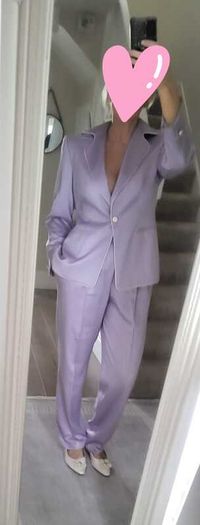 ESCADA Mauve Wool Mix Trouser Suit Sz 40 (Fit 12UK)