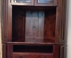 Solid Wood Corner Display Unit / TV Cabinet with Leadted Glass Doors