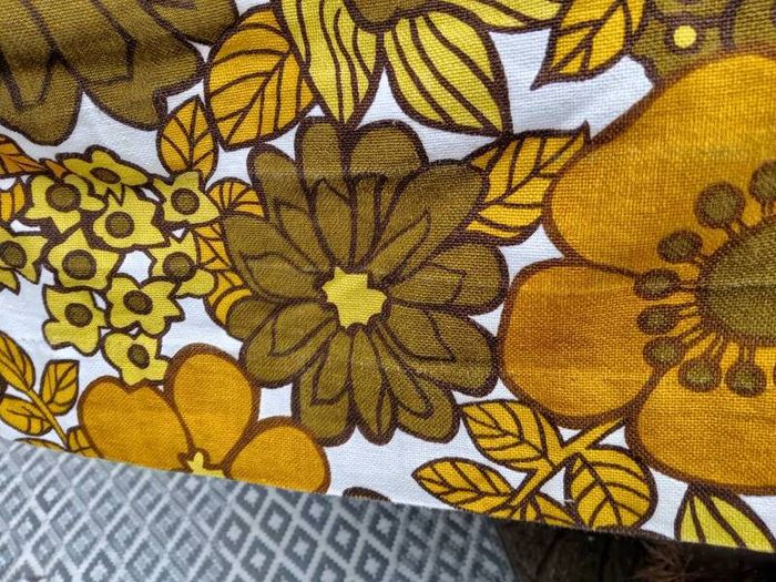 1970s curtain, vintage curtain, Retro floral curtain