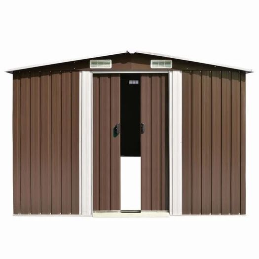 Garden Shed 257x489x181 cm Metal Brown