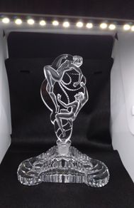 Desna : Czechoslovakian Handmade Glass Perfume Bottle - Male and Female Dancers