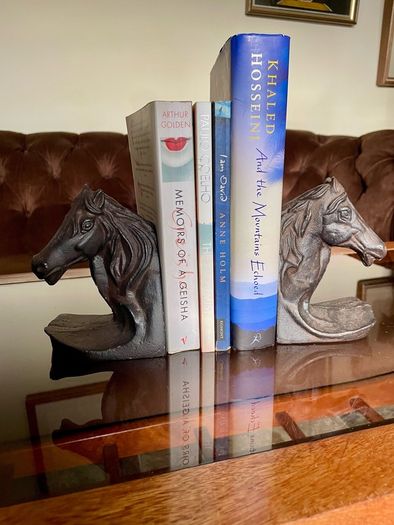 Set of 2 Textured Bronzed Metal Horse Head Bookends