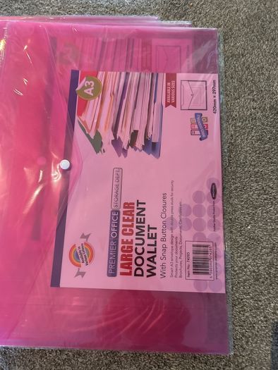 12 x A3 clear document wallets