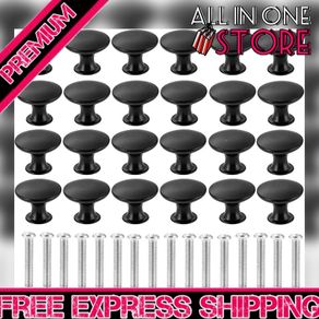 24Pcs Round Cabinet Knobs, 30mm Matted Black Mushroom Drawer Knobs Door Pull Handle for Single Hole Cupboard Wardrobe Furniture - with 24Pcs Screws (FREE POSTAGE)