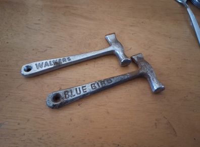 2 antique Toffee Hammers Blue Bird and Walkers