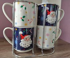 Retro Vintage Style Christmas Nesting Mugs
