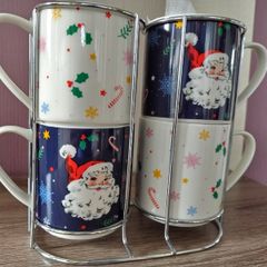 Retro Vintage Style Christmas Nesting Mugs