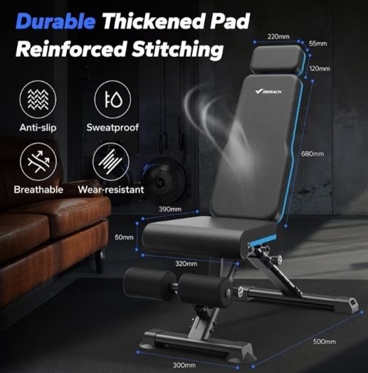 Weight Bench, 990 LBS/450KG Foldable Weight Benches for Home Gym, Adjustable Weight Bench with 72 Training Angles, Incline Bench Press for Full Body