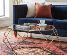 Hexagonal Glass metal coffee table