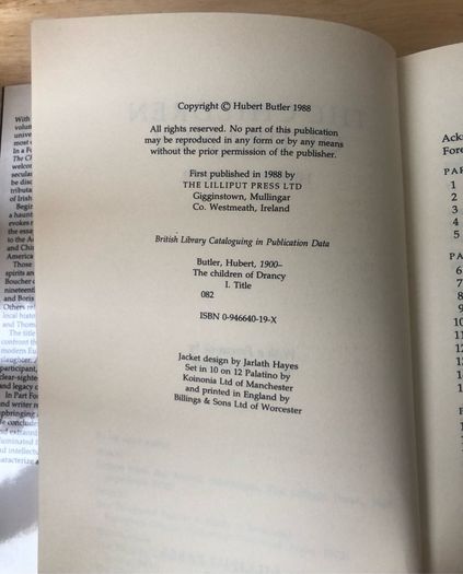 The Children of Drancy - Hubert Butler (Lilliput Press 1988 First Edition Hardback)