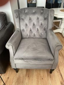 grey velvet arm chair