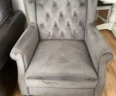 grey velvet arm chair
