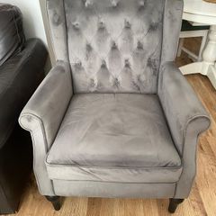grey velvet arm chair