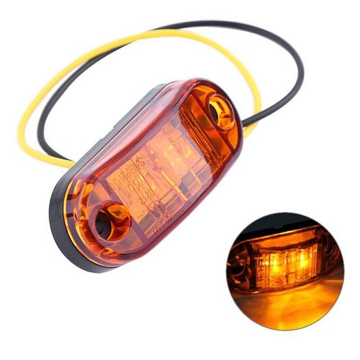 12V-24V Amber 2 LED Side Marker Light Blinker For Truck Trailer Tractor Van Waterproof