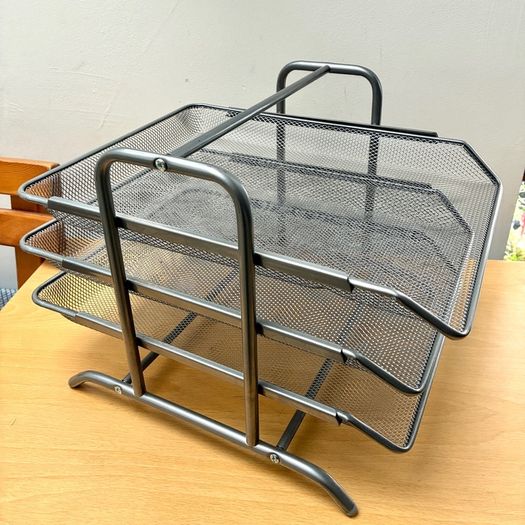 IKEA 3 Tier A4 Document Letter Tray Holder Set - Nickel Silver Finish