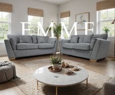 Emme Grey & Beige Fabric Sofa Set