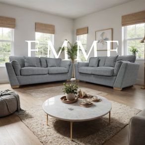 Emme Grey & Beige Fabric Sofa Set