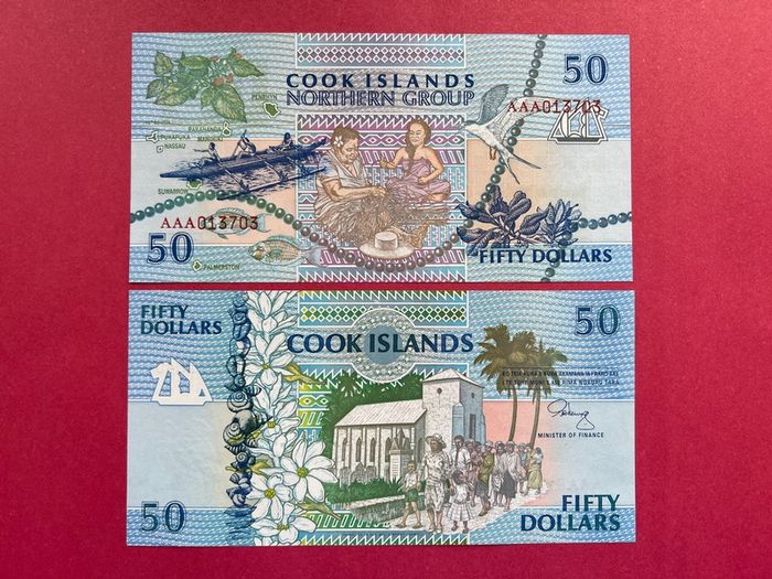 Cook Islands  50 Dollars. 1992  Pick 10a  . ( Uncirculated )