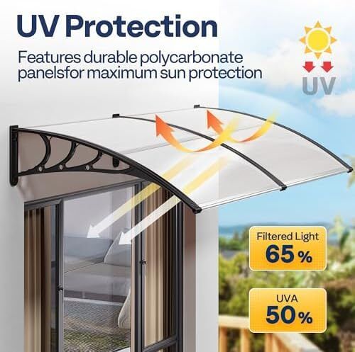 Large Window Door Awning Canopy,Transparent 300x100cm