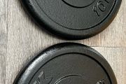 10kg  x 4 York standard 1" diameter weight plates