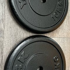 10kg  x 4 York standard 1" diameter weight plates