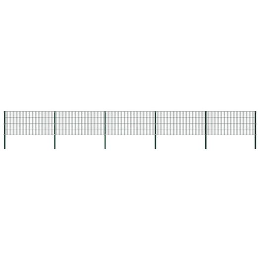Fence Panel with Posts Iron 8.5x0.8 m Green