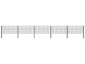 Fence Panel with Posts Iron 8.5x0.8 m Green