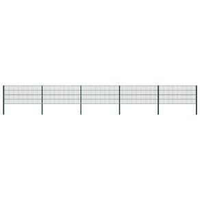 Fence Panel with Posts Iron 8.5x0.8 m Green