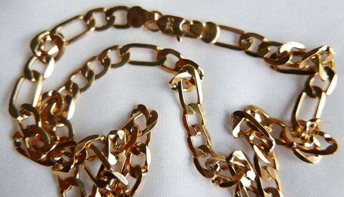 Men's 24K Yellow Gold Plated Figaro Necklace Link Chain 20" 16,56 grams