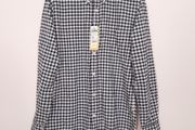 United Colors of Benetton Black &amp; White Gingham Check Long Sleeve Shirt Mens Size S