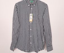 United Colors of Benetton Black & White Gingham Check Long Sleeve Shirt Mens Size S