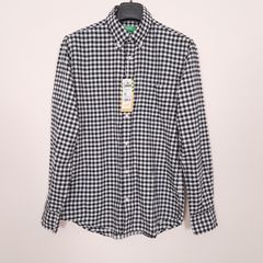 United Colors of Benetton Black & White Gingham Check Long Sleeve Shirt Mens Size S
