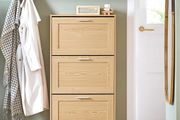 Shoe Cabinet Shoe Cabinet Shoe Chest of Drawers Entrance Cabinet, with 3 Doors for Corridor Entrance, 60x23x115 cm, Wood