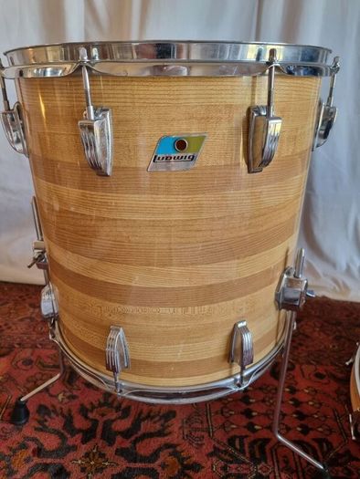 Ludwig 3 ply 70s Butcher Block and LM402 6.5 Supraphonic Snare - Blue Olive Drums Kit Led Zeppelin