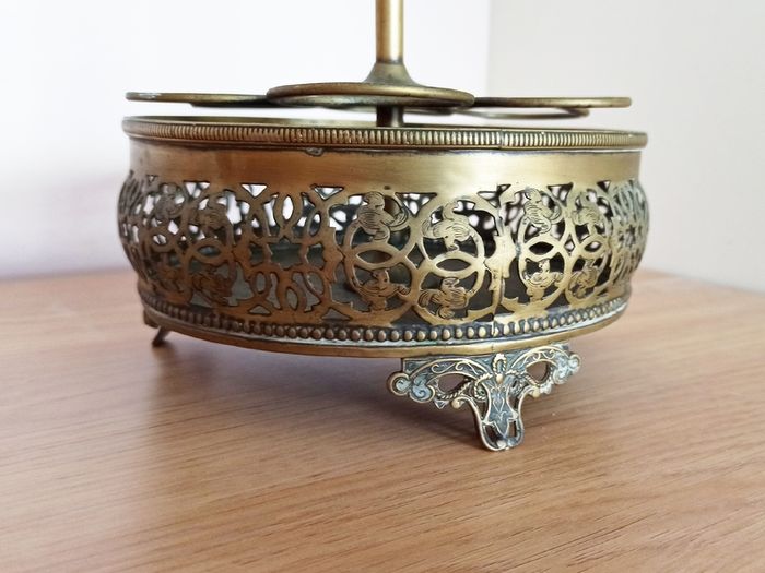 Antique Brass Art Nouveau cruet set caddy  Rare