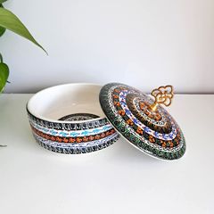 PRICE DROP ... Colorful Ceramic Dish with Lid.