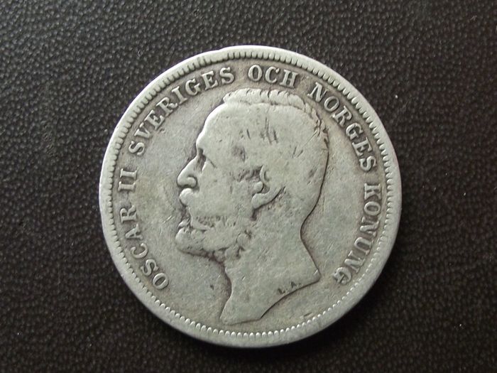 1897 Sweden. Oscar II. Silver 1 Krona
