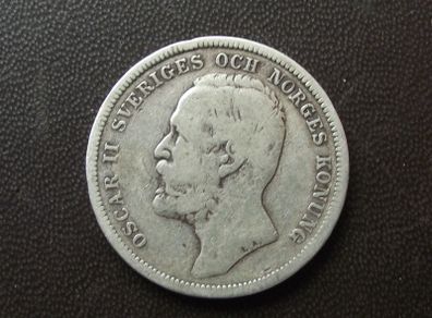 1897 Sweden. Oscar II. Silver 1 Krona