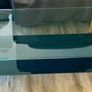 Walnut and Glass Coffee Table with Chrome Posts Image 3