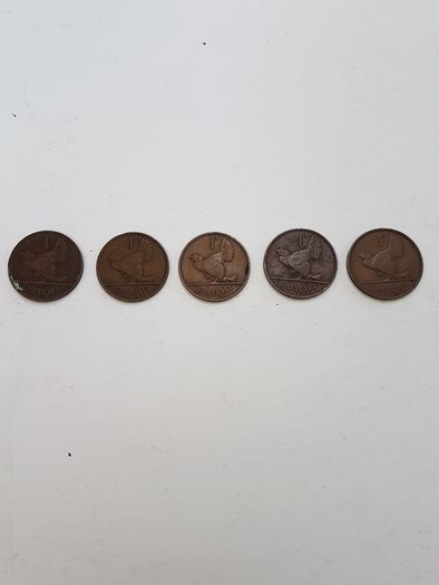 1930's 1d Pingin (Penny) Coins x 5