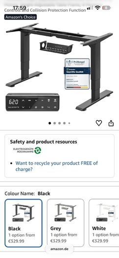 Madesite Standing Desk Frame with IKEA Idasen Desk Top - 160cm by 80cm