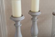 Pair of Tall Grey Wooden Candle Holders.