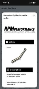 RPM Performance Resonator Delete Pipe Audi S3 8V / VW Golf R Mk7 Mk7.5