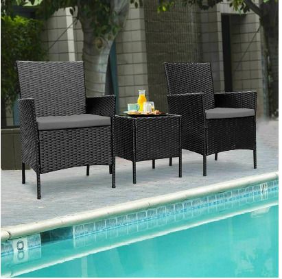 BRAND NEW 3 Pieces Wicker Rattan Patio Outdoor Furniture Conversation Sofa Bistro Garden